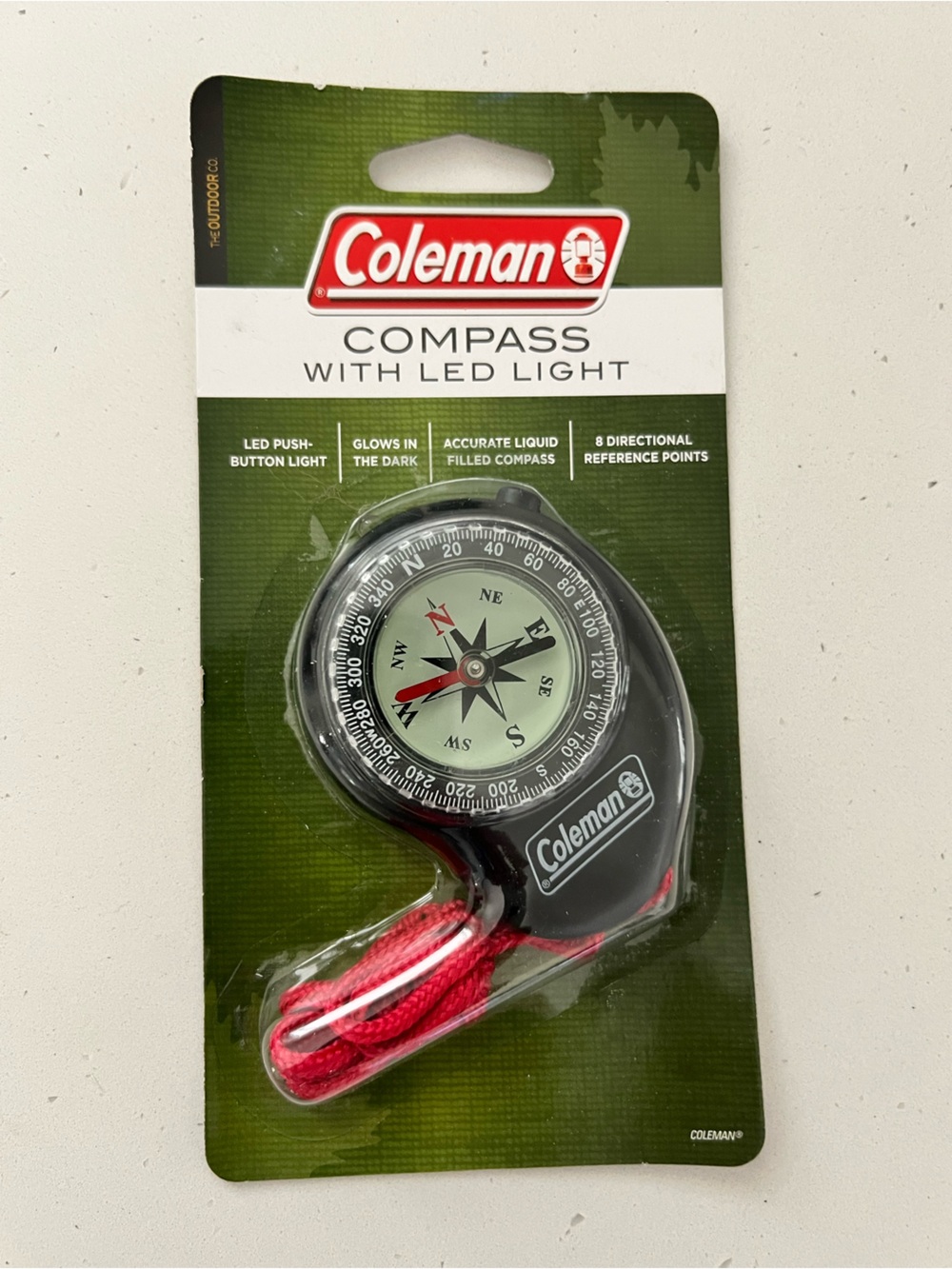 NIB Coleman Compass with LED Light Camping Hiking Survival